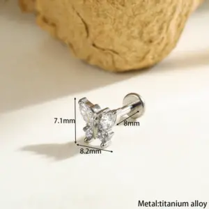 Titanium Color 1.2*8 Lip Studs