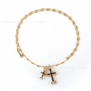Gold black diamond necklace