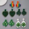 Wholesale San Pa Festival Clover Fabric Rice Bead Earrings Creative Irish Festival Hand-sewn Earrings