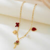 Wholesale 1 fashion simple temperament elegant woman metal red love artificial pearl bow necklace for women