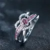 Wholesale Double Heart Shaped Ring Elegant Simple Luxury Geometric Pattern Copper Material Jewelry Ring For Women