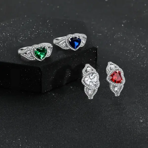 Wholesale Luxurious Heart Shape Ring For Unisex Featuring Copper Material And Zircon Inlay