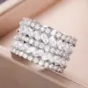 Wholesale Geometric Claw Setting Ring For Women In Copper With White K Water Plating And Zircon Inlay