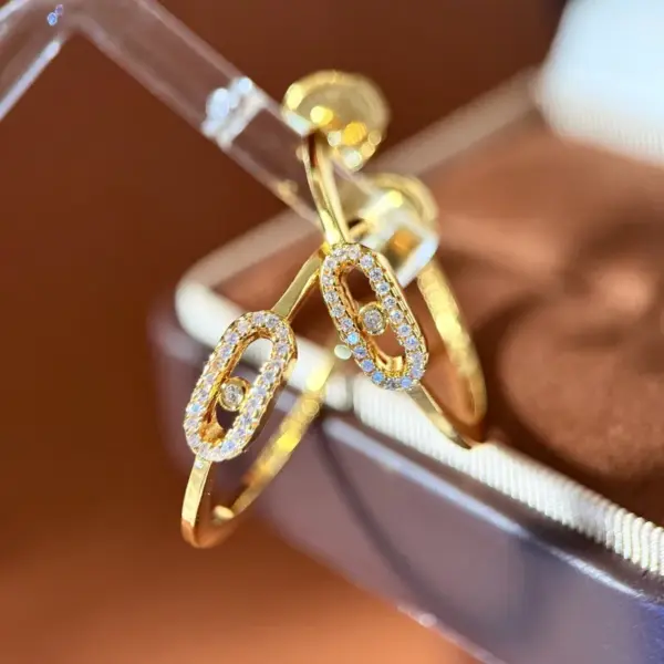 Wholesale C Shape Earrings For Women Featuring Bezel Setting Zircon Inlay Made Of Brass With 18K Real Gold Plated Finish