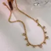 Wholesale 302 Stainless Steel 304 Stainless Steel Glass Round Ion Plating (IP) Artificial Rhinestones 18K Gold Plated Simple Style Classic Style Waterproof Non Tarnish Inlay Ball Chain Gold Necklace