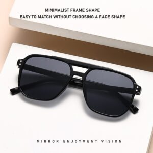 Wholesale Square Frame Sunglasses, Anti-Uv Female Internet Celebrity Retro Marine Piece Double Bridge Rice Nail Aviator Sunglasses