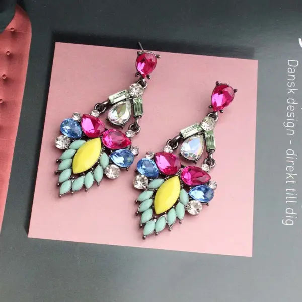 Wholesale Handmade Tropical Geometric Drop Earrings For Women In Golden Plated Zinc Alloy With Acrylic Inlay