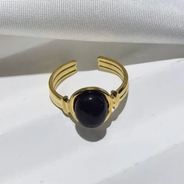 Wholesale Oval Open Ring For Women, Waterproof Non Tarnish 304 Stainless Steel With 18K Real Gold PVD Coating