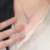 oly-02def6d344de2a3d63e85701653b3169 Wholesale Square Diamond Zircon Necklace Women's Ins Simple Light Luxury Pendant Collarbone Chain Tanabata Valentine's Day Gift for Girlfriend
