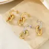 Wholesale Fashionable Geometric Pattern Stainless Steel 18K Gold Plated Hollow Chain Earrings For Women Versatile Daily Wear Jewelry