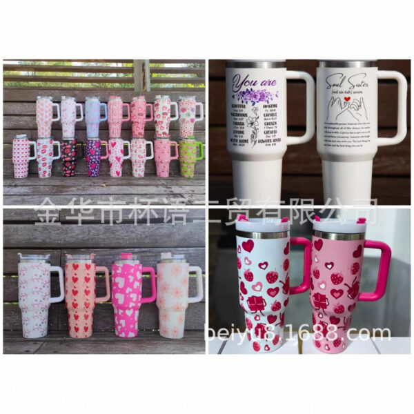 oly-030281d02abc7943483f77a4dda8db66 Wholesale exclusive stainless steel handle cup cartoon Valentine's Day series 40oz car cup car cold ice bully cup belt