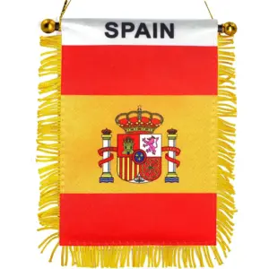 Spanish Car Flag 8x12cm Satin Double Layer