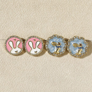 Wholesale Easter Diamond Rabbit Blue Glazed Earrings Gorgeous Ladies Party Earrings Niche Design Fashion All-Match