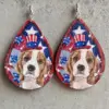 Wholesale Fun Design Wooden Animal Earrings Patriotic Farm Pig Dog Cow Wooden Studs Unique Style Jewelry Accessories