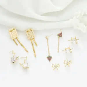 Wholesale Watermelon Tassel Stud Earrings For Women With 925 Sterling Silver Posts And Copper Body Inlaid With Zircon