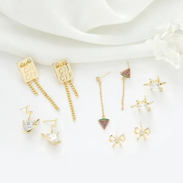 Wholesale Watermelon Tassel Stud Earrings For Women With 925 Sterling Silver Posts And Copper Body Inlaid With Zircon
