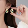 Wholesale Geometric Earrings For Women Featuring Copper Ear Pins And Turquoise Inlay In Green