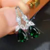 Wholesale Geometric Drop Earrings For Women With Claw Setting, White K Plated Copper, Water Plating, And Zircon Inlay