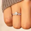 Wholesale Women’s Cross Ring With Claw Setting, Copper Base With White K Water Plating, Featuring Zircon Inlay