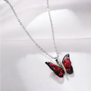 TA207-4# Red Colorful Butterfly Necklace
