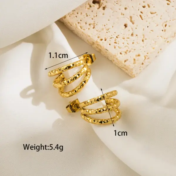 Wholesale 1 Pair Simple Style Classic Style C Shape Plating Stainless Steel 14k Gold Plated Ear Studs