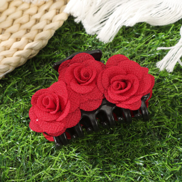 oly-0365eb2a362c10d242869c871a9cc3bb Wholesale Autumn and Winter Flocking Rose Grab Clip Back Head Disc Hair Red Hairpin Headwear Valentine's Day