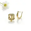 Wholesale Geometric Smooth Stud Earrings For Women In Copper With Golden Plated Water Plating And 0.03µm-0.05µm Thickness