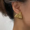 oly-038b190f3b691a76d1851953fd566f60 Wholesale 201 Stainless Steel 304 Stainless Steel Horns Flower Electroplating Stone-Free Imitation Gold French Style Sweet Asymmetrical Ear Studs
