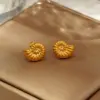 Wholesale Real Gold Plated Conch 304 Stainless Steel Casual Retro Waterproof Non Tarnish Ear Studs