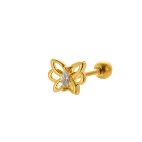 Wholesale 1 Piece Ear Cartilage Rings & Studs Vintage Style French Style Simple Style Star Moon Butterfly 316L Stainless Steel Copper Waterproof Non Tarnish Surgical Steel Zircon