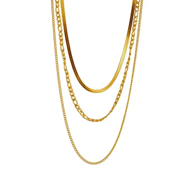 oly-03b27e22b87725709ba84159c38d9395 Wholesale Jewelry Fashion Solid Color 304 Stainless Steel 18K Gold Plated Plating Chain Stainless Steel Necklaces