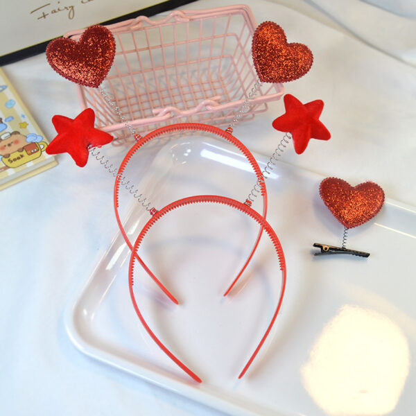 oly-03b549bbf759310a28c9ece80103fcda Wholesale Peach Heart Headband Valentine's Day Red Sequins Love Headband Party Birthday Hair Accessories Wedding Festive Holiday Decoration Headwear