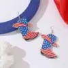 Wholesale 1 Pair Novelty Streetwear Water Droplets American Flag Boots Wood Drop Earrings