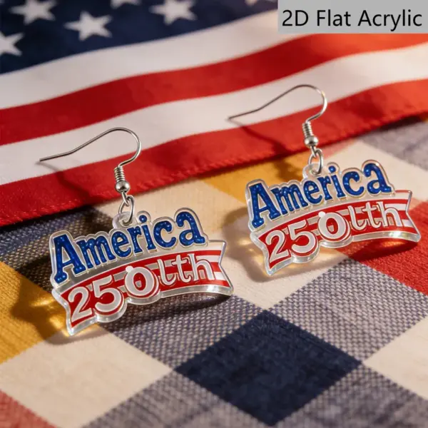 Wholesale Retro Letter Print Drop Earrings In White & Red Acrylic With 304 Stainless Steel Ear Pins For Women