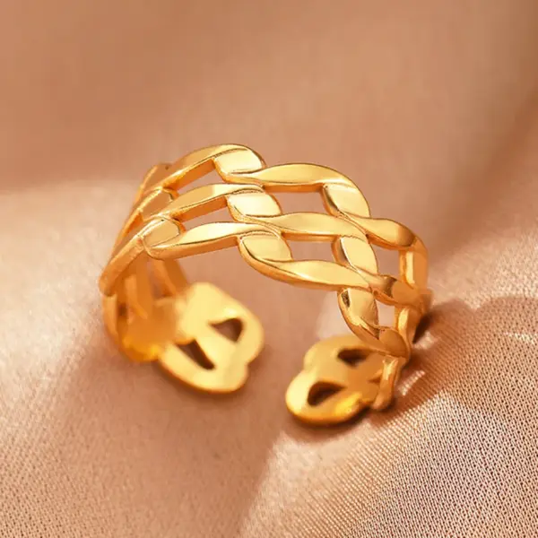 oly-03d6e68283c26cc8082cebc64d88a337 Wholesale Jewelry IG Style Retro Geometric 304 Stainless Steel 18K Gold Plated Plating Open Rings