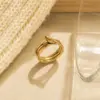 Wholesale Vacuum Electroplating (In Furnace) 18K Gold Plated 304 Stainless Steel Rose Flower Rope Knot Love Heart Zircon Metal Wind Ring