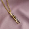oly-03ed272ce36a4716bdefdc29d2203379 Wholesale titanium steel two-color hug necklace creative little man hands embrace lovers clavicle chain Valentine's Day gift
