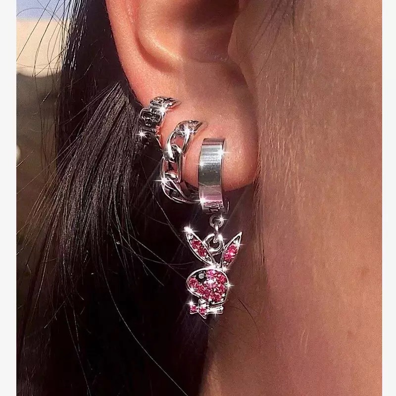 Wholesale ins Cross-border New Stainless Steel Rabbit Punk Style Earrings Necklace European and American Street Cool Rabbit Earrings