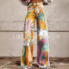 oly-03f9749b653975557e64a1d4c80b173d Wholesale Independent Station Xiyin Shopee's Popular 3D Heat Transfer Bell-Bottom Pants Simulated Denim Pants Loose Pants