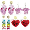oly-04046dfbdcf37c4d3f1c77a07a7e8936 Wholesale Supply Doctor Nurses Day Earrings Acrylic Pink Heart Nurses Clothing Stethoscope Fun Earrings