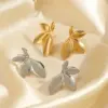 Wholesale Ion Plating (IP) 18K Gold Plated Leaf 304 Stainless Steel Simple Style Classic Style Waterproof Non Tarnish Ear Studs