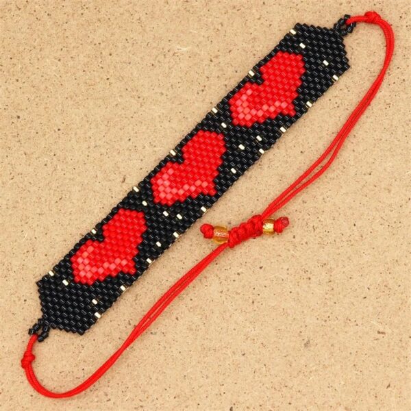 oly-04098073645d00c22ca9d605d77d3162 Wholesale personality ethnic style red peach heart miyuki bracelet suit hand-woven bracelet suit
