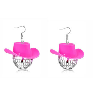 Mirror straw hat earrings
