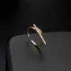 Wholesale Geometric Open Rings For Women In Copper With 14K Real Gold Electroplated Finish Featuring Artificial Gemstones