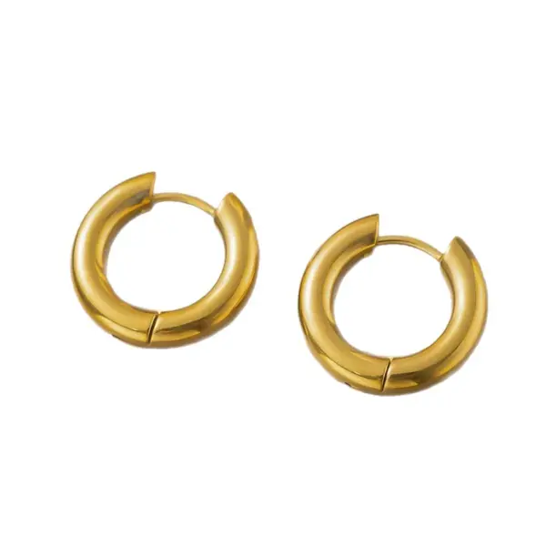 Wholesale Women's Simple Ring Round Earrings Titanium Steel 304 Stainless Steel Stud Earrings Direct Supply