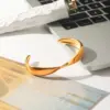 Wholesale Handmade Lines Bangle For Women In 304 Stainless Steel With 18K Real Gold Plated PVD Coated 0.03µm Thickness
