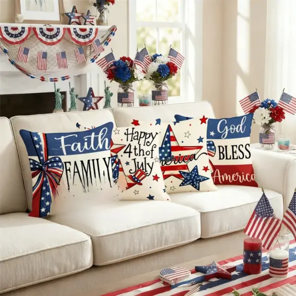 Wholesale Household Plush Pillow Case With Digital Printing, Perfect For Independence Day Decoration