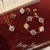 Wholesale Copper four-leaf clover window decoration charoite jewelry set necklace bracelet earring ring