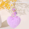 Wholesale in stock Love Shape Hair Ball Letter Keychain Wholesale Glue Sequins 26 Letter Key Ring Girl Backpack Decoration