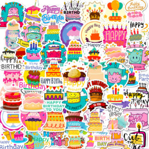 Wholesale 50 birthday cake stickers birthday wishes graffiti stickers DIY Amazon happy birthday stickers